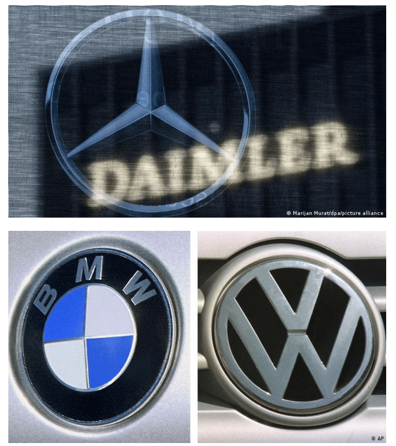 Daimler (top), BMW and VW are among the German car manufacturers cited in the report
