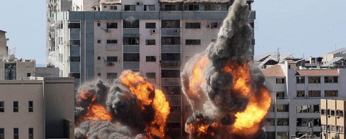 On May 15 in Gaza,the bureaux of the US news agency, the Associated Press, and the Qatari TV broadcaster Al Jazeera were destroyed by targeted Israeli airstrikes. MAHMUD HAMS / AFP