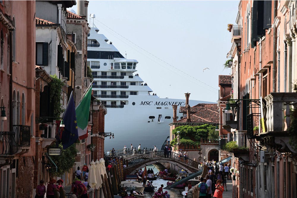 The MSC Magnifica seen from a canal in Venice in June 2019. Photo: Miguel Medina/AFP via Getty Images