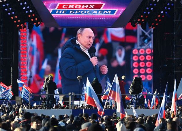 Putin's speech during a concert marking the eighth anniversary of Russia's annexation of Crimea outside Luzhniki Stadium in Moscow, Russia March 18, 2022. RIA Novosti Host