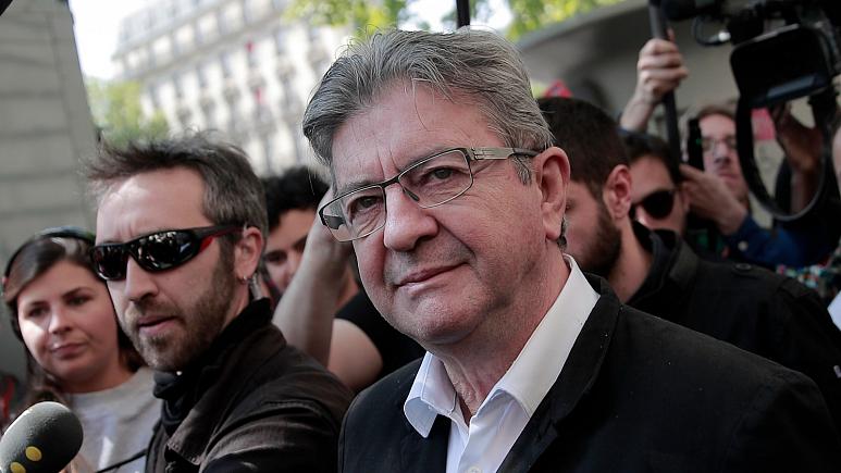 Jean-Luc Melenchon during a May Day demonstration in Paris.   -   Copyright  AP Photo/Lewis Joly