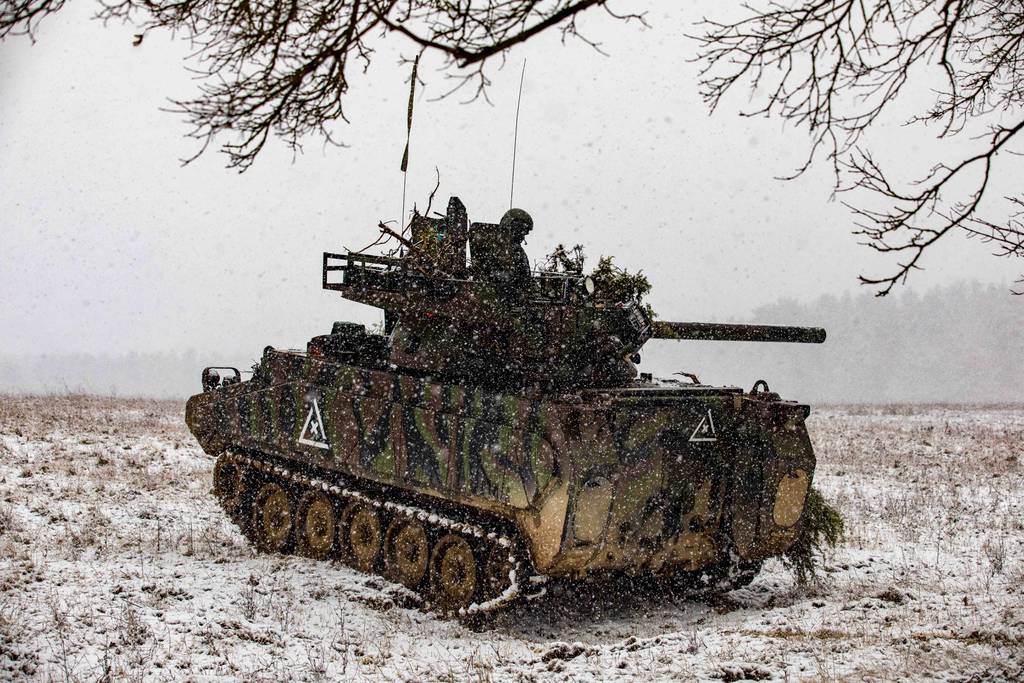 a modified M113 armored personnel carrier during an exercise at the Joint Multinational Readiness Center in Hohenfels, Germany, on Jan. 31, 2022. (Spc. Nathaniel Gayle/U.S. Army)